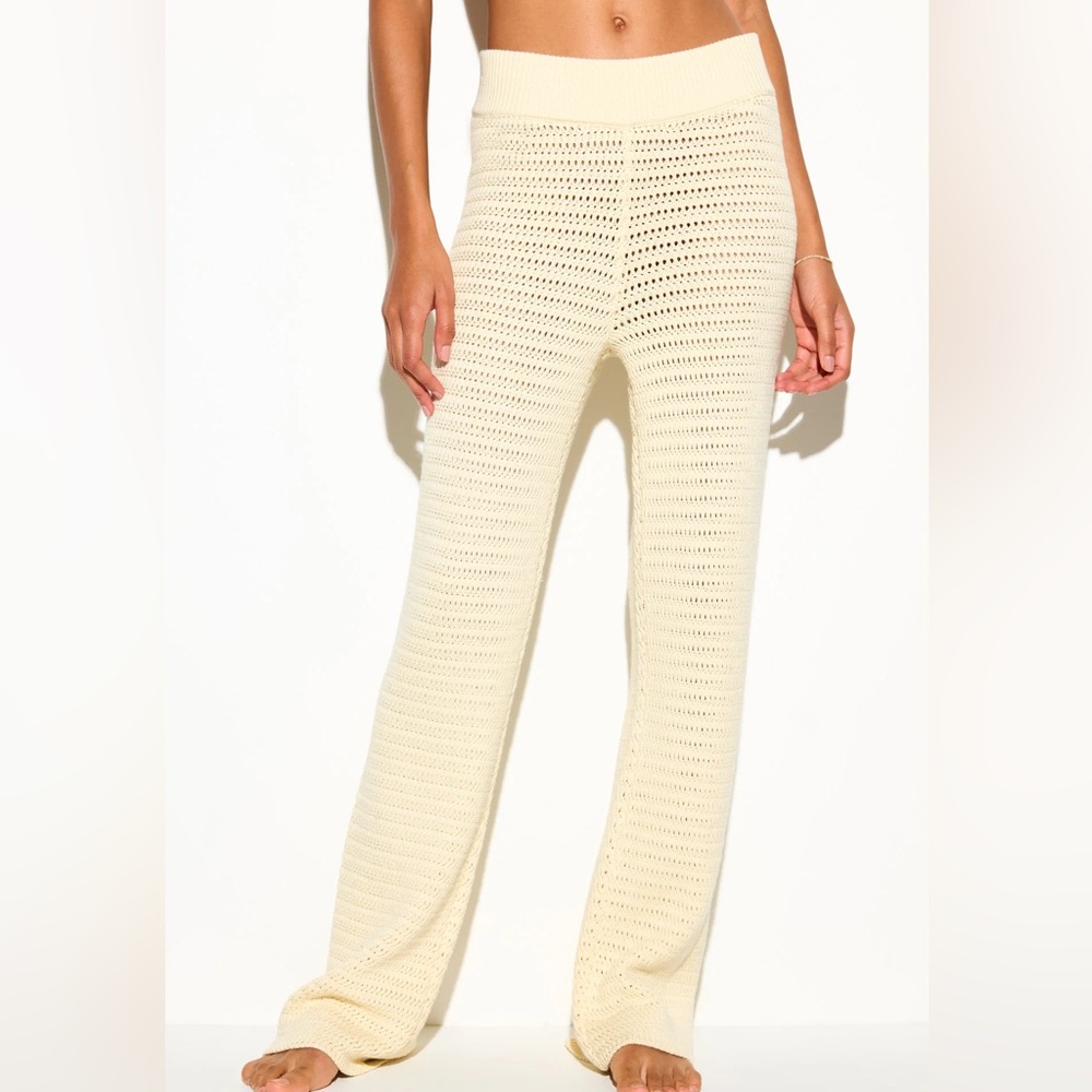 NWT Spiritual Gangster Cream Halston Crochet Pant in XL / retail $128